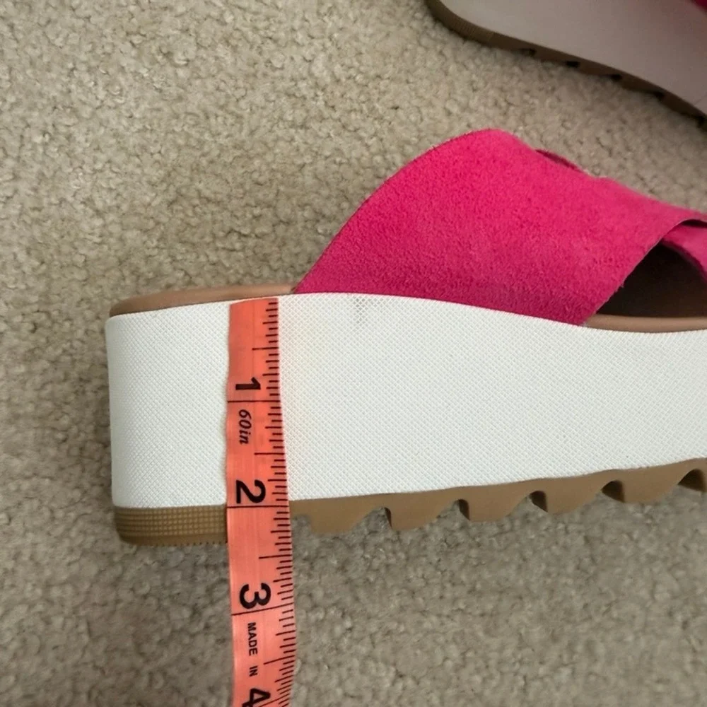 Sorel Cameron Flatform Slide Sandals Pink Suede Womens 9 Platform Summer‎